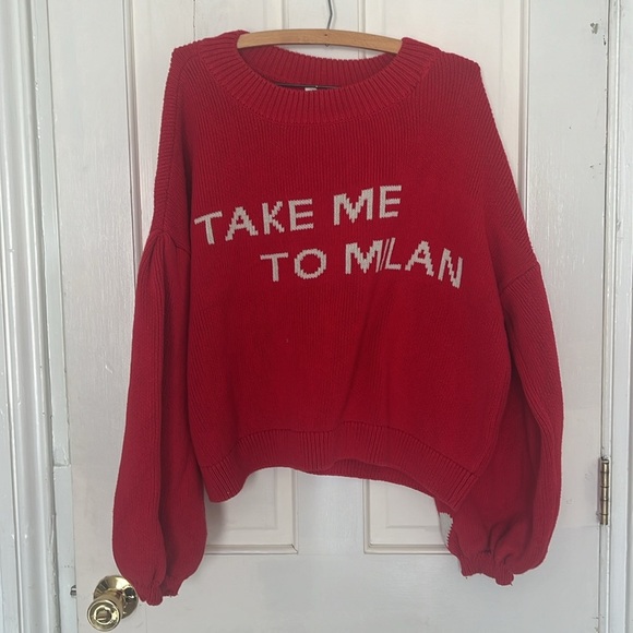 Anthropologie Maeve Sweater Take Me to Milan' graphic city sweater size xl nwot - Picture 4 of 7